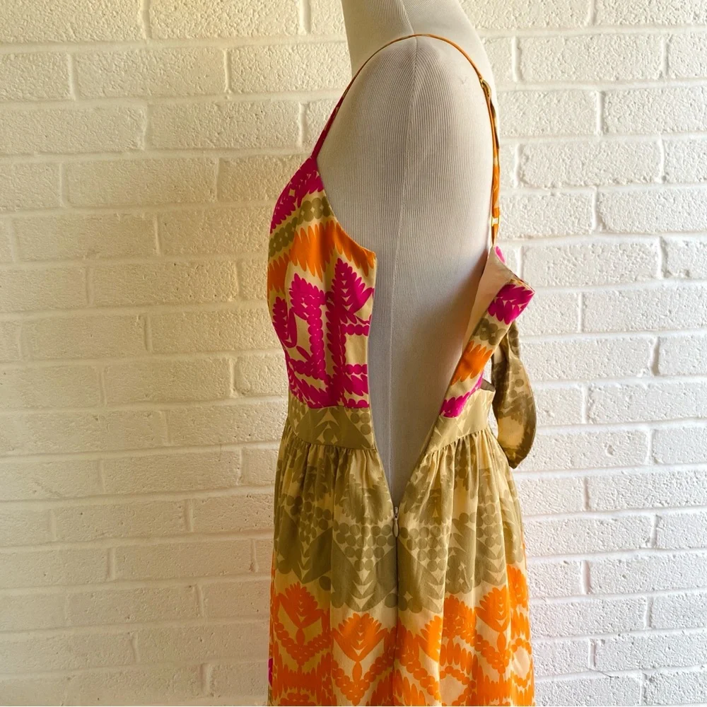Trina Turk Silk Dress Anargosa Desert Mini Pink and Orange Patterned Size 8 - Picture 9 of 15